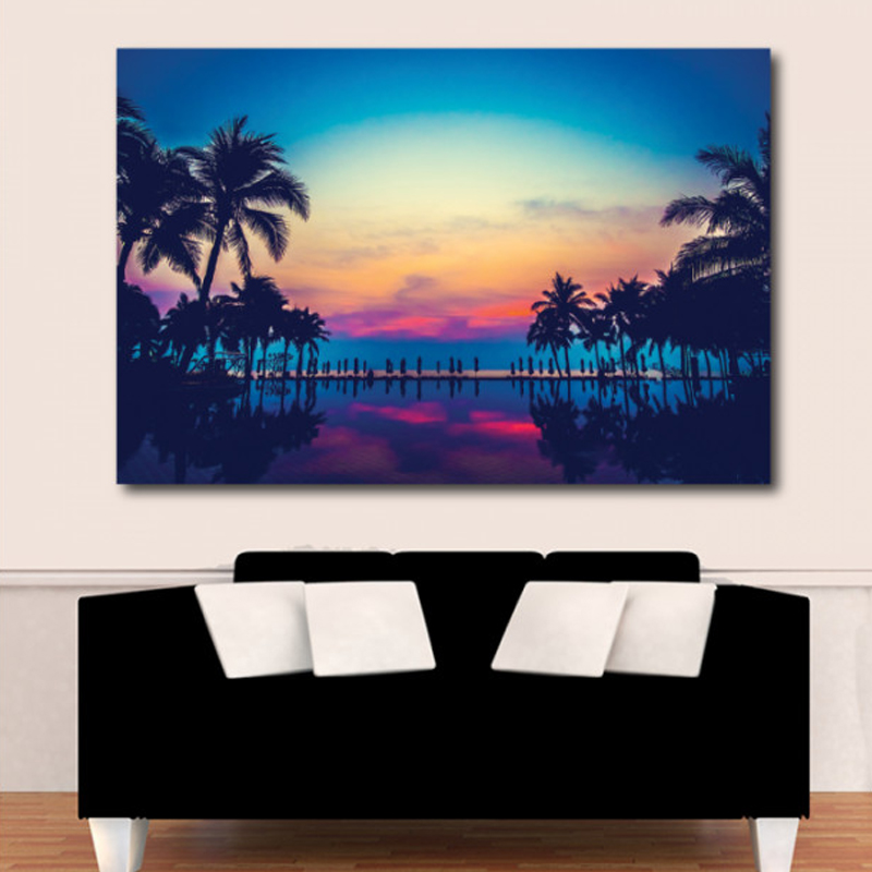 Πίνακας σε καμβά με Τοπία Φοίνικες Ηλιοβασίλεμα